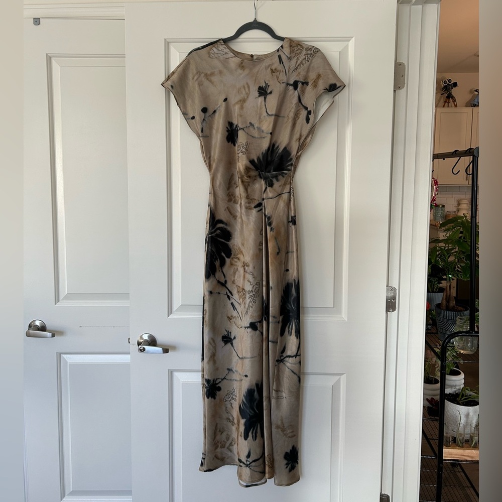 Zara Black and Tan Floral Maxi Dress